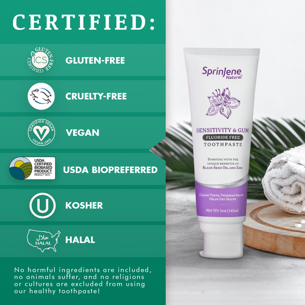 SprinJene Natural® Sensitivity & Gum Fluoride Free Toothpaste 5oz - Sprinjene