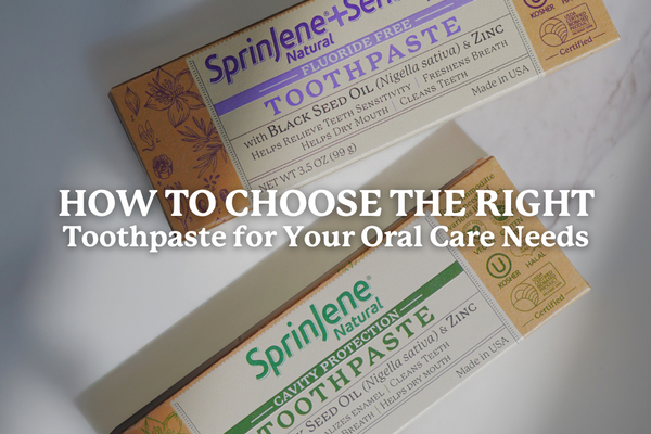 How to choose the right toothpaste for your oral care needs. An image of two toothpastes one with fluoride for cavity protection and the other fluoride free for sensitive teeth