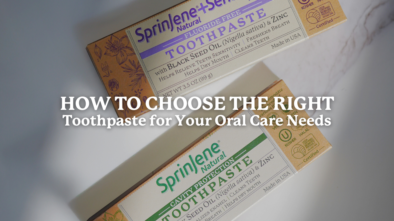 How to choose the right toothpaste for your oral care needs. An image of two toothpastes one with fluoride for cavity protection and the other fluoride free for sensitive teeth
