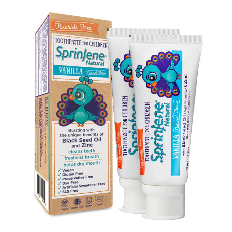 Children's Vanilla Toothpaste Fluoride free by SprinJene Natural® - Sprinjene