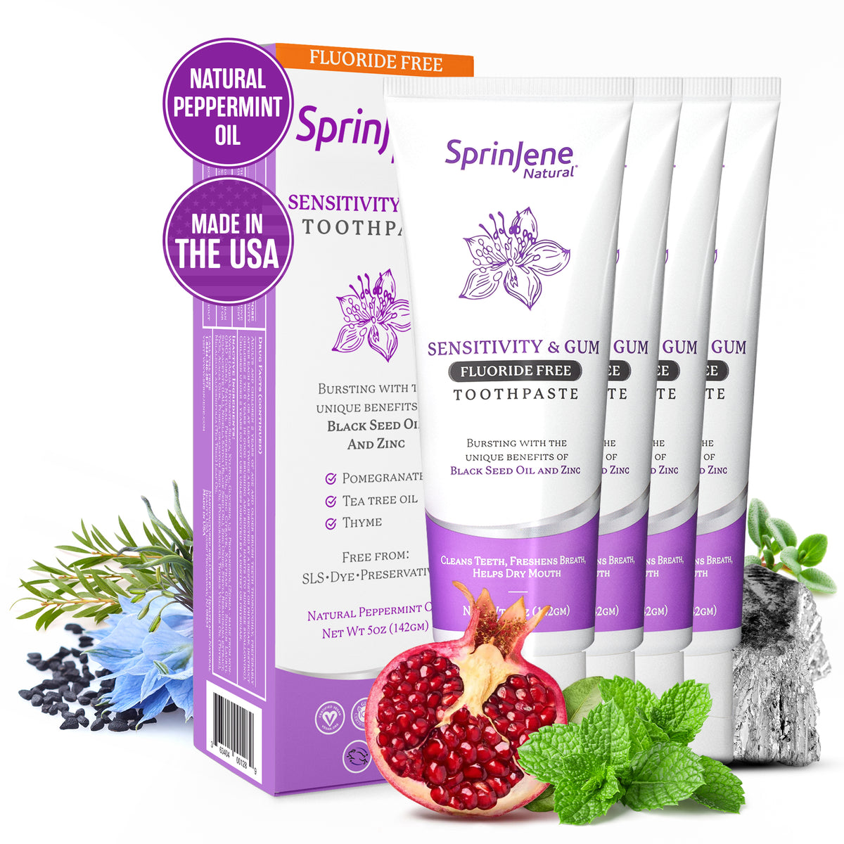 SprinJene Natural® Sensitivity & Gum Fluoride Free Toothpaste 5oz