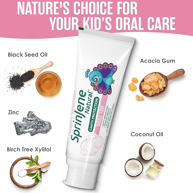 Children's Bubblegum Toothpaste With Cavity Protection by SprinJene Natural® - Sprinjene