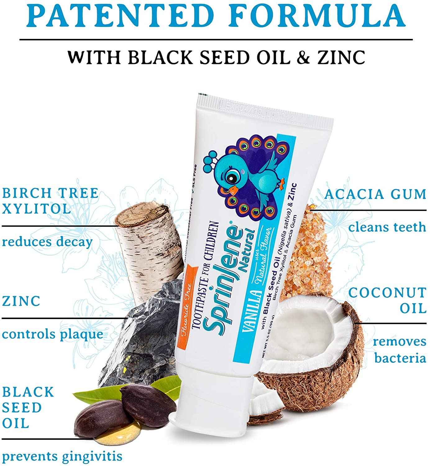 SprinJene Natural® Kid's Vanilla Toothpaste with Cavity Protection