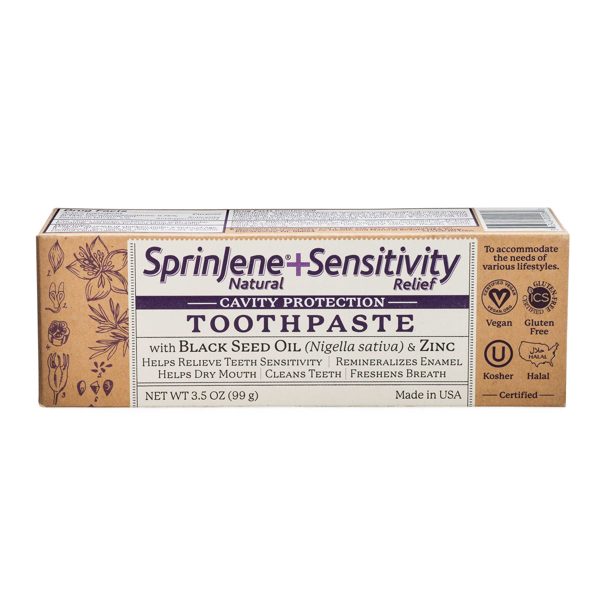 SprinJene Natural® Sensitivity Relief Toothpaste With Cavity Protection - Sprinjene