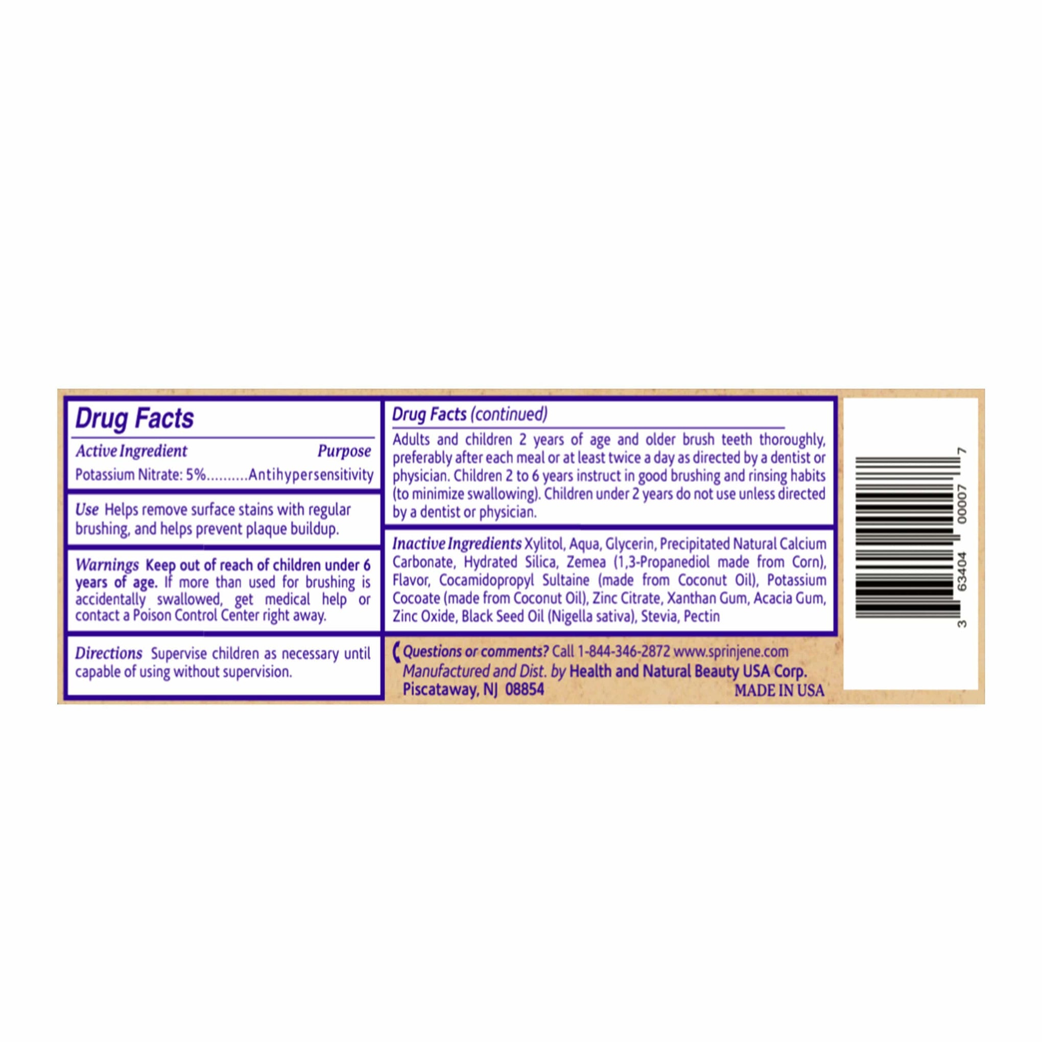 SprinJene Natural® Fluoride Free Toothpaste for Sensitive Teeth & Gums